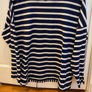 Blue and white stripe Pom Pom shirt